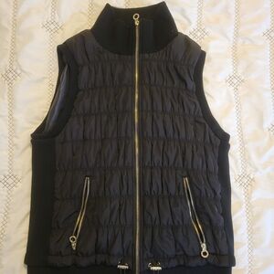Calvin Klein Black Quilted Sleeveless Puffer Vest with Gold Zippers